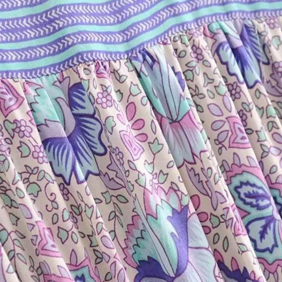 Boho Floral Leopard Gypsy Print Dress Purple - Picture 9 of 13